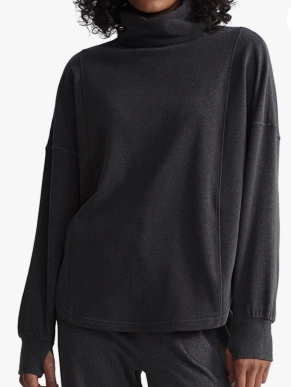 Varley Rainer Roll Neck Jumper Brushed Rib Charcoal Gray Sweater Small